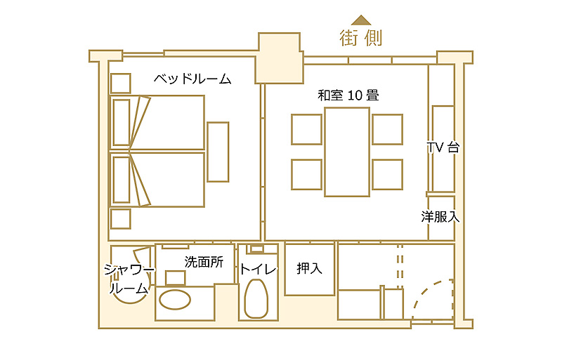 街側モダン和洋室(禁煙)間取り図